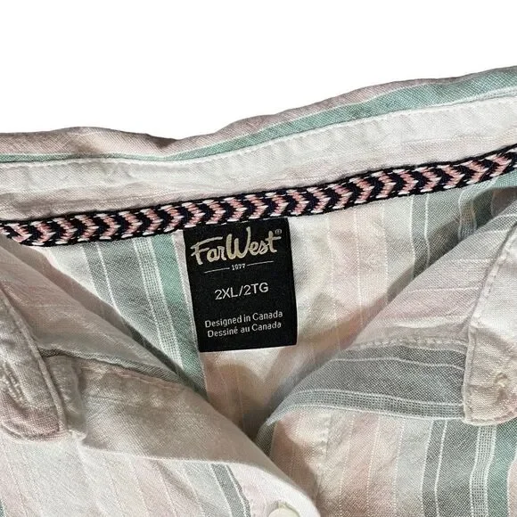 Far West Pastel Striped Button-up Crop Top Size 2XL - Picture 5 of 5